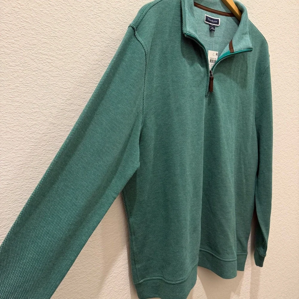 Club Room Mens Birdseye Quarter Zip Pullover Marine Green XL 100132072MN